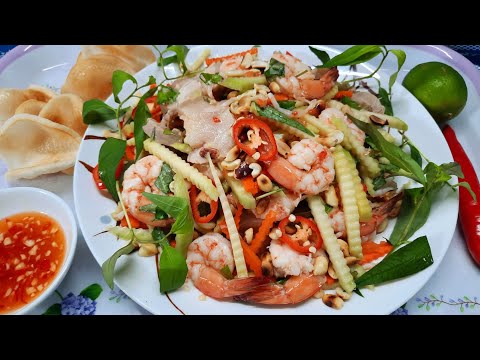 GỎI XOÀI / Cách làm Gỏi Xoài Tôm Thịt ăn cực ngon - phùng bắc tv #222