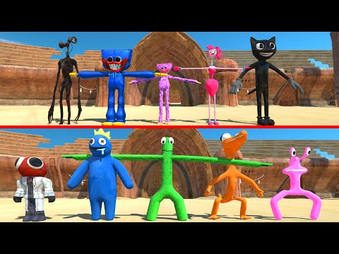 5vs5 | Poppy Playtime vs Rainbow Friends At Arena - Animal Revolt Battle Simulator