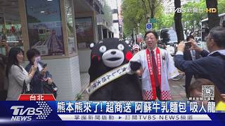 熊本熊現身台北街頭!知事親送限量麵包 民眾5點半起床搶排隊