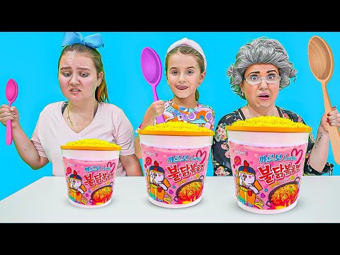 Big, Medium and Small Food Challenge by Ruby and Bonnie