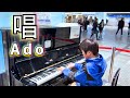 'Show' Ado: 10-Year-Old Thrills Crowds with Street Piano in a Bustling Area | Piano sheet available