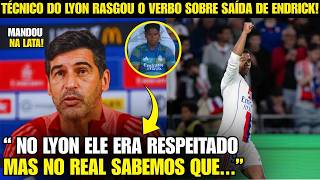 🚨EITA! OLHA A FORTE DECLARAÇÃO DO TÉCNICO DO LYON SOBRE SAÍDA DE ENDRICK!