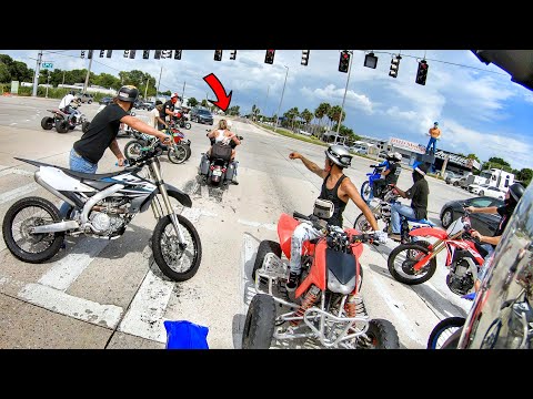 HARLEY RIDER GETS MAD AT DIRT BIKES!