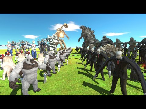 White Monster War - White Kaiju Team VS Dark Kaiju Team - Animal Revolt Battle Simulator