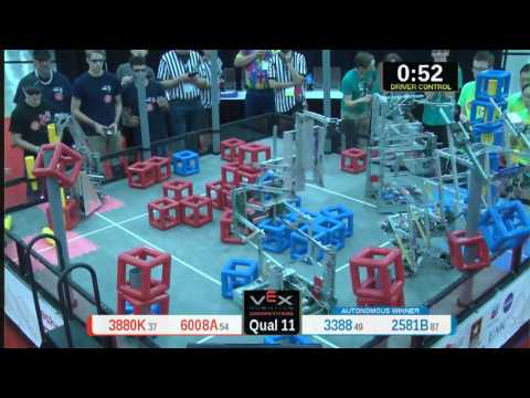 2015 VRC Tech Q11 - 3880K 6008A vs 3388 2581B - 37 to 67 - VEX Worlds 2015 - Technology Division