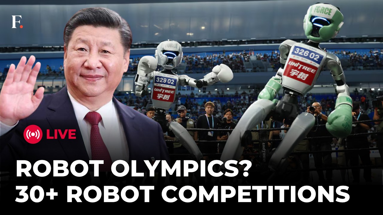 China’s Robot Games Begin LIVE: Humanoids Battle In Tug Of War, Weightlifting