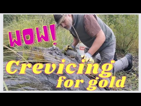 Crevicing for gold along the creek #GoldRush #OregonGold #Crevicing #Bedrock #Gold