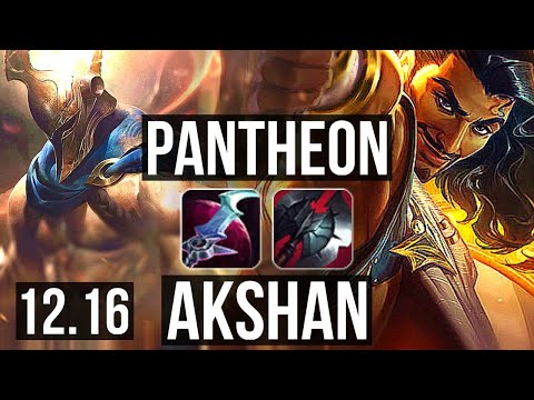 PANTHEON vs AKSHAN (TOP) | 3.2M mastery, 9/2/6, 500+ games, Godlike | KR Diamond | 12.16