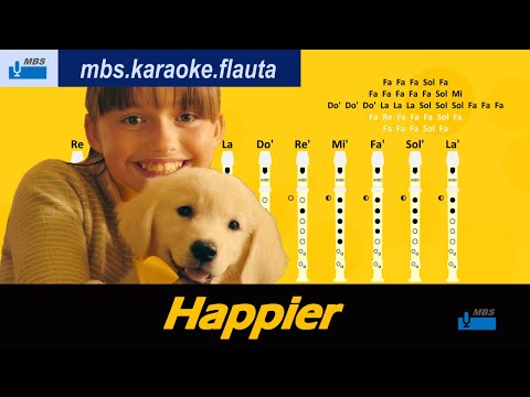 Happier Flauta Dulce Con Notas / Marshmello ft. Bastille  / Tutorial Tipo Karaoke