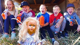 Crazy Doll Returns! Nerf Adventure with Sneak Attack Squad & The DollMaker!