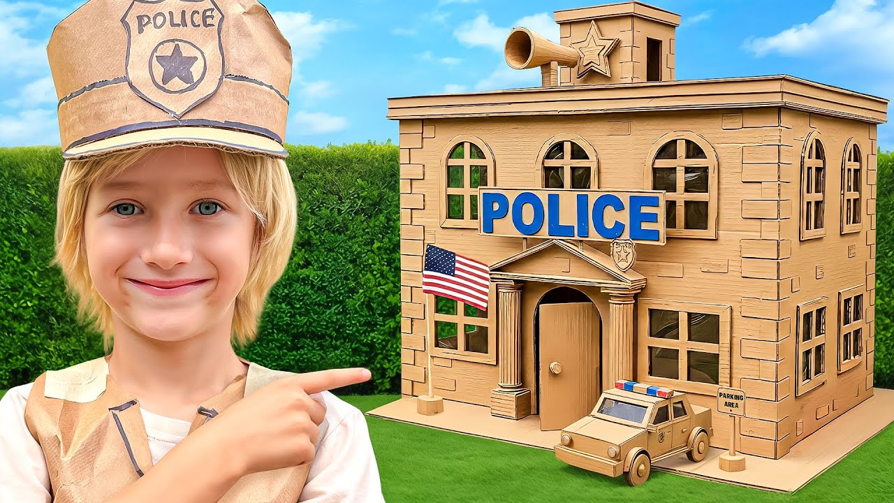 Cardboard Police Adventure for kids!