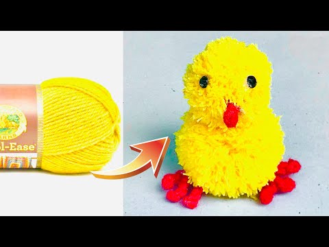 Super Easy Pom Pom Chicken Making Idea With Fingers/ DIY Pom Pom Chick/ How To Make Yarn Chicken