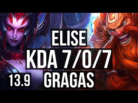 ELISE vs GRAGAS (JNG) | 7/0/7, 73% winrate, Godlike | KR Master | 13.9