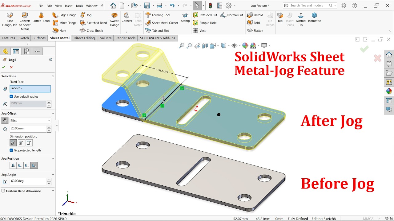 Jog Feature in SolidWorks Sheet Metal