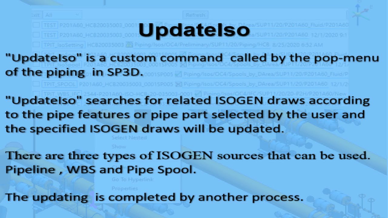 SP3D  custom command  Update ISOGEN tutorials