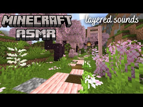 EPIC Cherry Blossom town tour + ASMR tapping & mouth sounds | Minecraft
