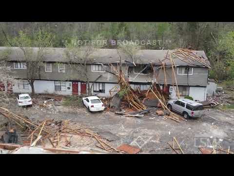 04-06-2023 Louisville, KY - -Drone- Tornado rips roof off apartment complex, 50 people displaced