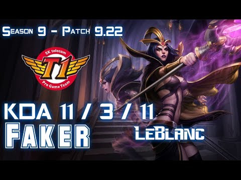SKT T1 Faker LEBLANC vs RYZE Mid - Patch 9.22 KR Ranked