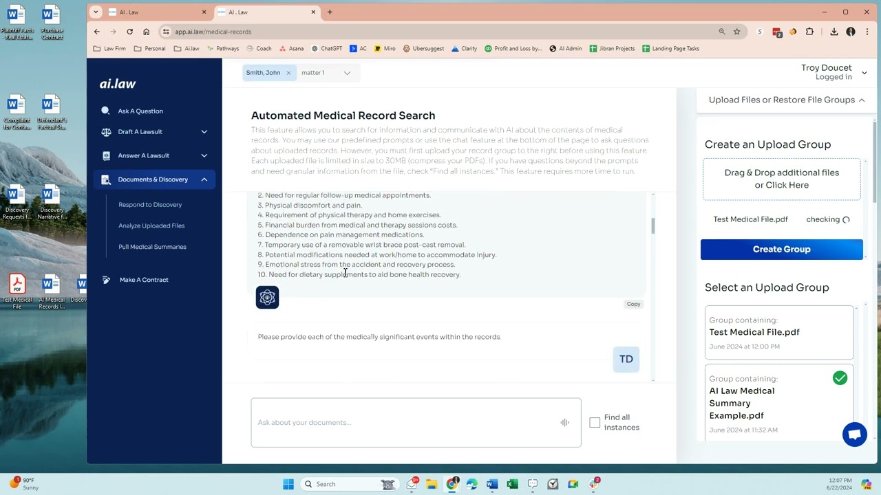 Medical Document Analysis - Medical Records, Invoices, Insurance Statements, and Police Reports!