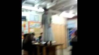 Alfie Chambers (tranny) dancing on a table.