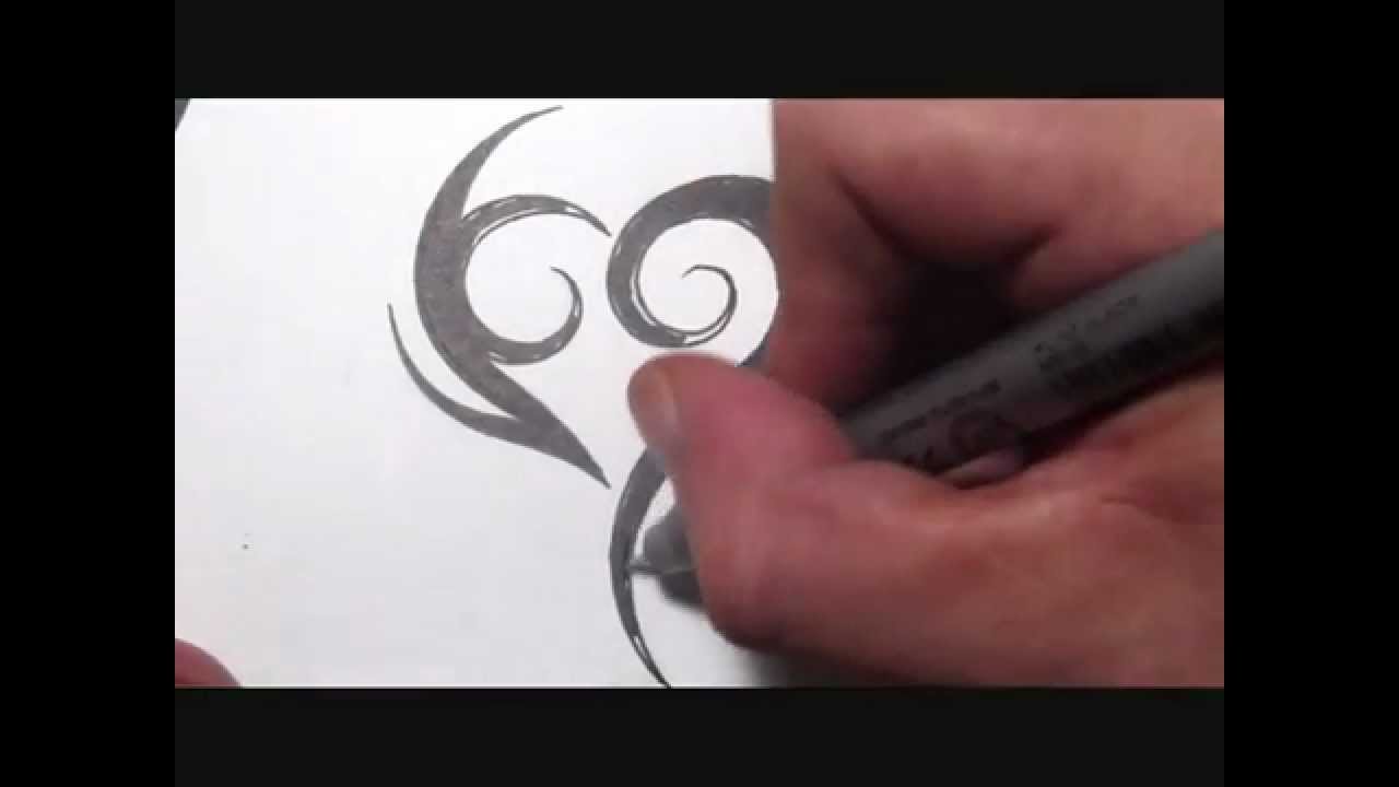 Drawing a Simple Spiky Tribal Heart Tattoo Design