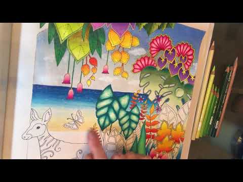 Tutorial 5 Johanna Basford Magical Jungle - sky, clouds, grassy background