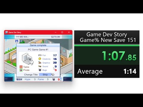 Game Dev Story - Speedrun Game% New Game - 1:07.85 (retimed) World Record