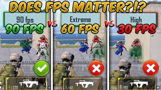 90 FPS vs 60 FPS vs 30 FPS (PUBG MOBILE) Does FPS Matter? Ultimate FPS Comparison