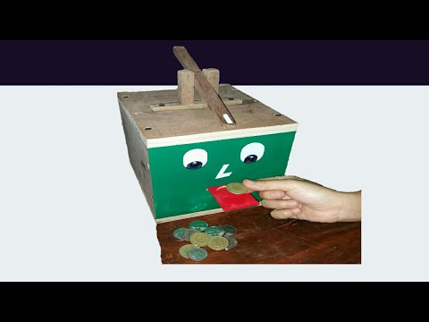 How to Make Box Eating Coin - Saving Coin Bank diy using Marine Plywood 3/4 and 1/4