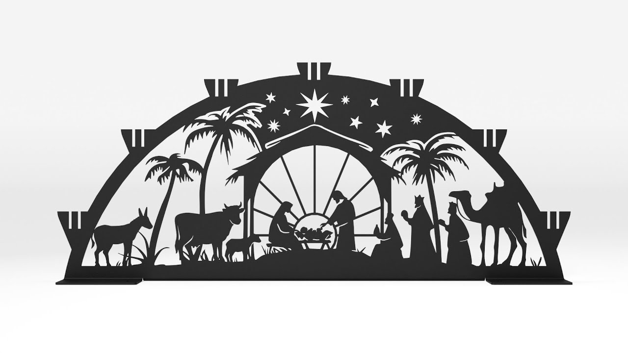 Schwibbogen aus Metall | DSB1220 Weihnachts-Motiv | Schwarz | 60 cm breit | für den Innenbereich Video