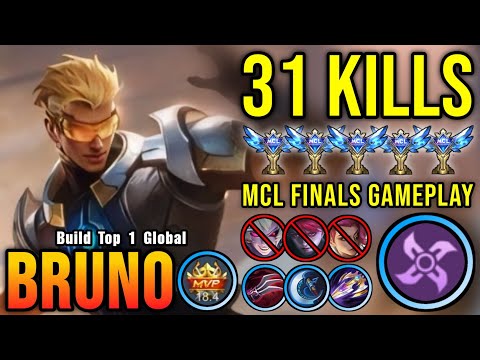 MCL FINALS!! 31 Kills Bruno Best Build and Emblem 100% IMMORTAL!! - Build Top 1 Global Bruno ~ MLBB