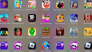 Roblox,Escape Papa Pizza's Pizzeria,Poppy Playtime Chapter 5,Police Alien Escape,Ballerina Capuchina