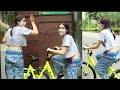 Sara Ali Khan Goes Cycling In Juhu Access Bollywood सारा अली खान जुहू �