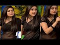 Roja Serial Actress Priyanka Cute Navel Show Tamil Serial Actress Navel Slip In Black Saree