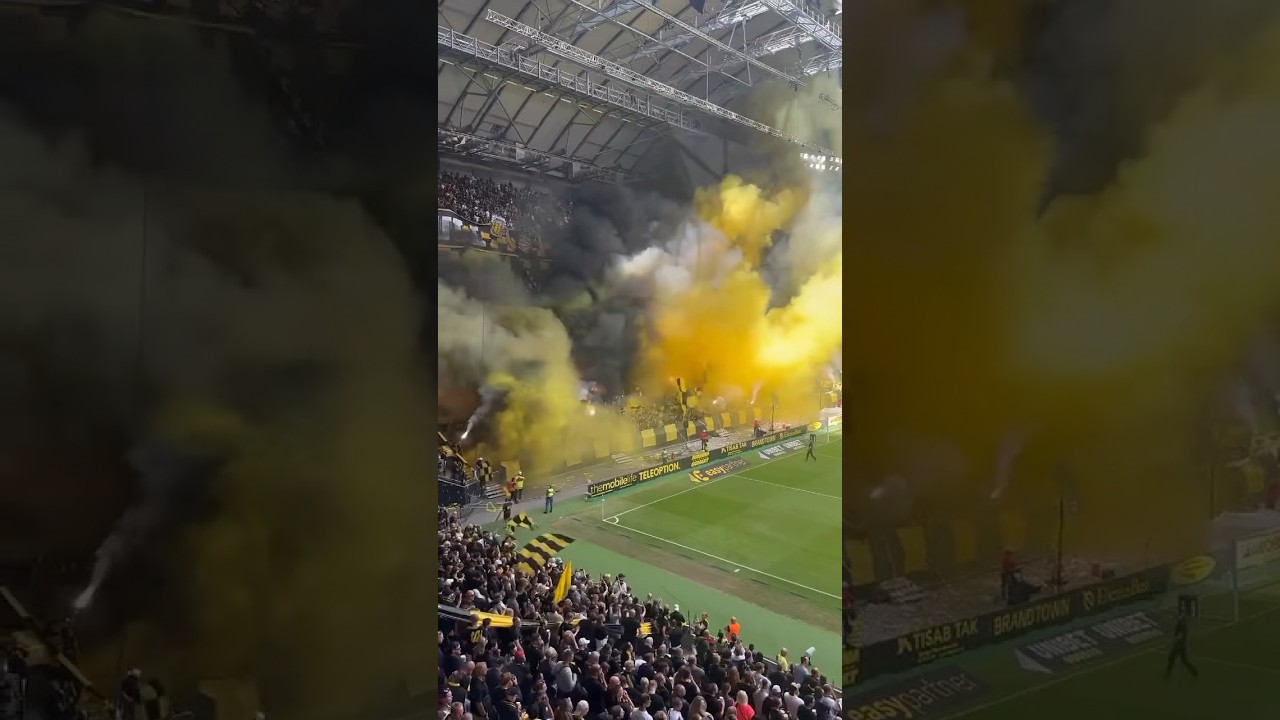 AIK -DIF Stockholms derby AIK Tifo 🖤💛🔥🔥🔥🔥🔥 #aik #ultras #norra #dif #allsvenskan #fotball