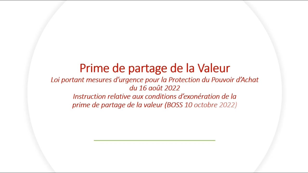Réunion actualité juridique Octobre 2022 - La prime de partage de la valeur