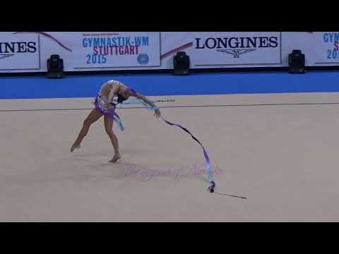 Katherine UCHIDA (CAN) ribbon - 2015 Stuttgart worlds Qualifs