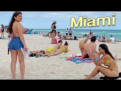 4K VIDEO BEACH WALK SoBe Miami Florida 2021 USA Travel vlog