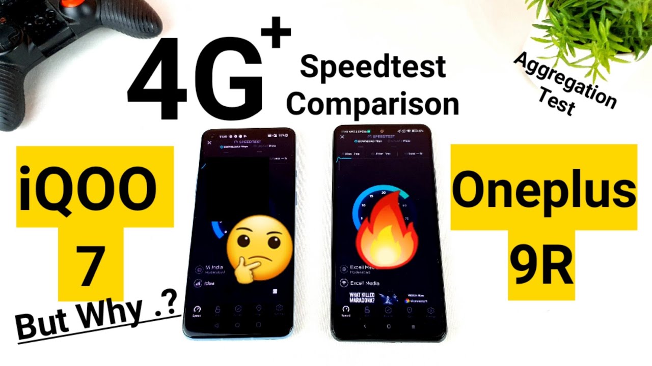 Iqoo 7 vs oneplus 9R 4G+ aggregation support speedtest results