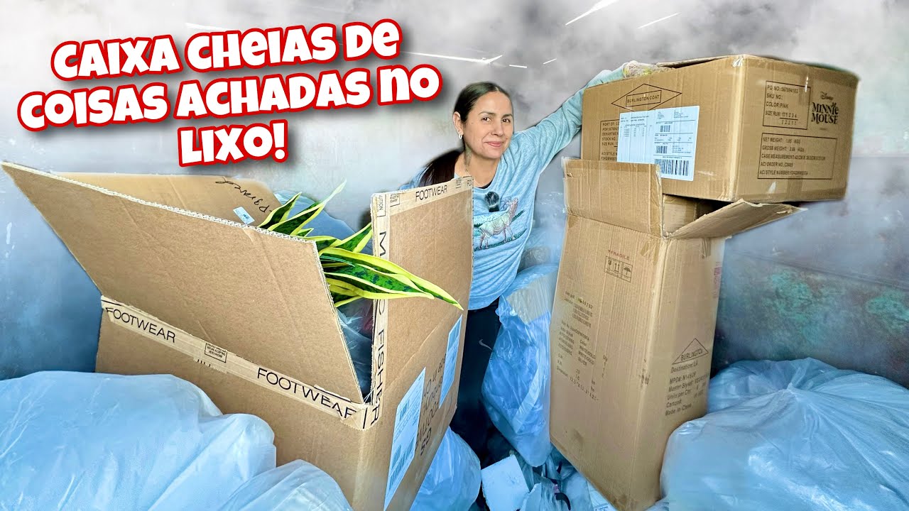 Caixa cheia de coisas achadas no lixo dos Estados Unidos!🇺🇸