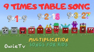 9 TIMES TABLE SONG | Minecraft Number Blocks Counting Songs | Math and Number Songs for Kids