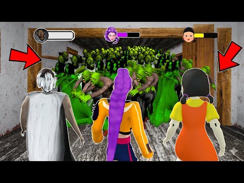Playing as Squid Game Doll, Rumi, Granny vs Zombie in Granny House - Funny Horror Animation