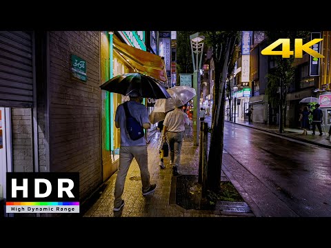 【4K HDR】Tokyo Night Walk - Kagurazaka Rainy Backstreets