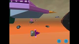 Blocksworld UNSC frigate rams into a space monster, 243 Ida impact event
