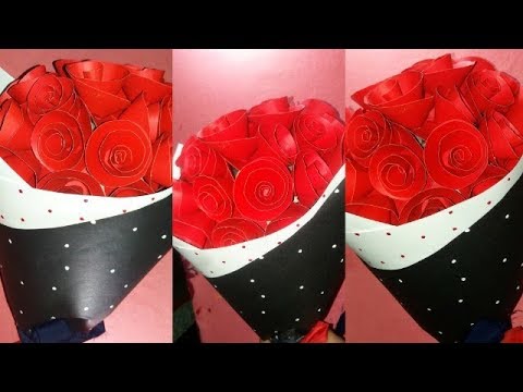 Handmade Paper Flower Bouquet,How to make a Beautiful Rose flower bouquet/// NABANITA ROY ///