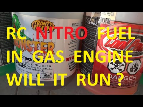 Will a gas engine run on RC fuel nitromethane and methyl alcohol? we test it !