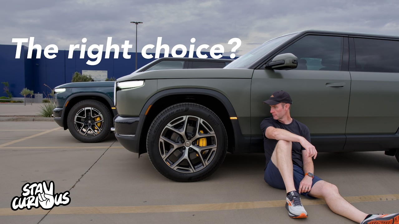 Two Rivian R2 SUVs parked side by side