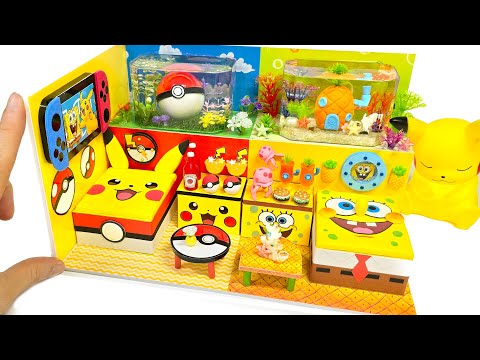 #diy #miniature DIY Miniature Spongebob♥Pikachu Board House # Build  Spongebob♥Pikachu Yellow House♥