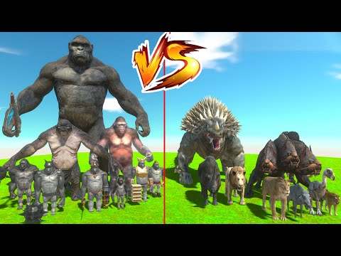 Team of Monkeys VS Team of Prehistoric Animals / Epic Battles - Animal Revolt Battle Simulator