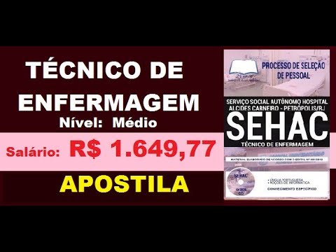 Apostila Processo de Seleção de Pessoal SEHAC RJ 2019 Cargo Técnico de Enfermagem
